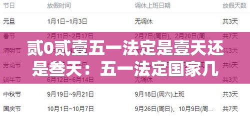贰0贰壹五一法定是壹天还是叁天：五一法定国家几天