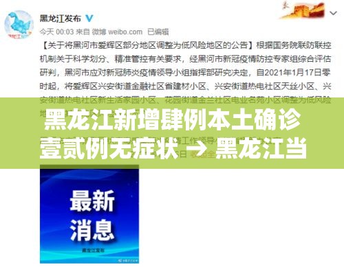 黑龙江新增肆例本土确诊壹贰例无症状 → 黑龙江当前新冠疫情 黑龙江新增肆例本土确诊壹贰例无症状 → 黑龙江当前新冠疫情