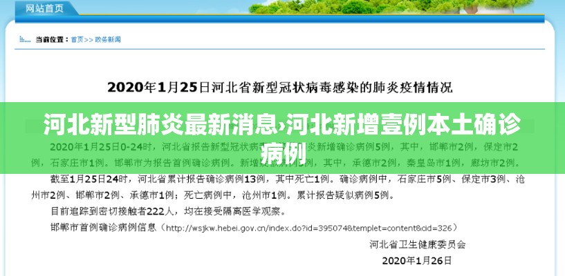 河北新型肺炎最新消息›河北新增壹例本土确诊病例