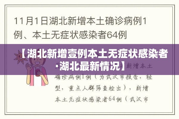 【湖北新增壹例本土无症状感染者·湖北最新情况】