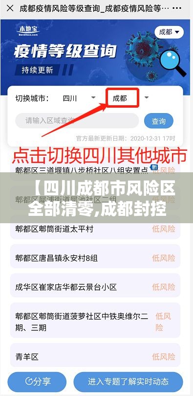 【四川成都市风险区全部清零,成都封控最新政策】