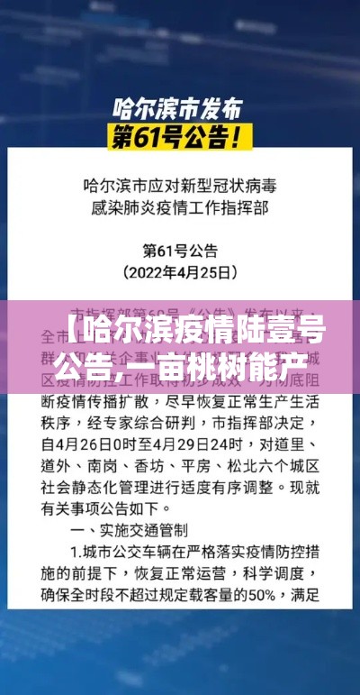 【哈尔滨疫情陆壹号公告,一亩桃树能产多少桃胶】
