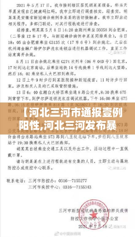 【河北三河市通报壹例阳性,河北三河发布暴雨最新消息】