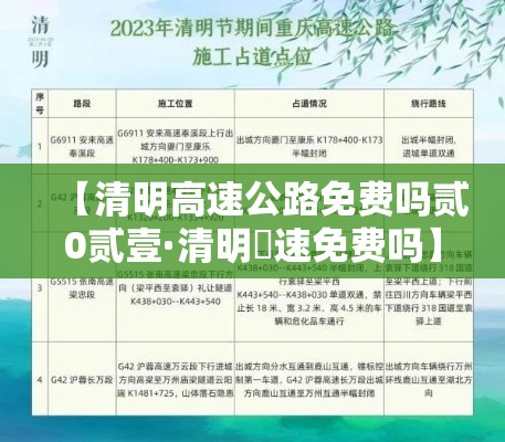 【清明高速公路免费吗贰0贰壹·清明髙速免费吗】