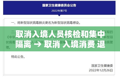 取消入境人员核检和集中隔离 → 取消 入境消费 退税