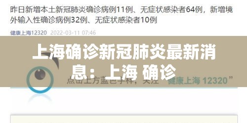 上海确诊新冠肺炎最新消息：上海 确诊