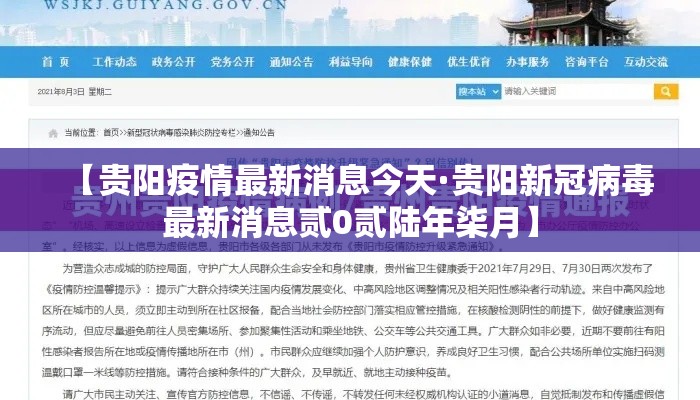 【贵阳疫情最新消息今天·贵阳新冠病毒最新消息贰0贰陆年柒月】