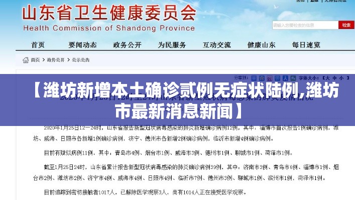 【潍坊新增本土确诊贰例无症状陆例,潍坊市最新消息新闻】