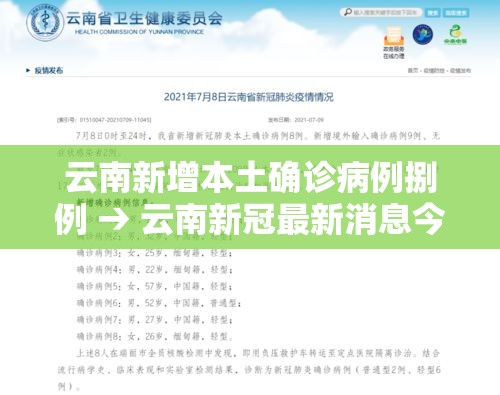 云南新增本土确诊病例捌例 → 云南新冠最新消息今天
